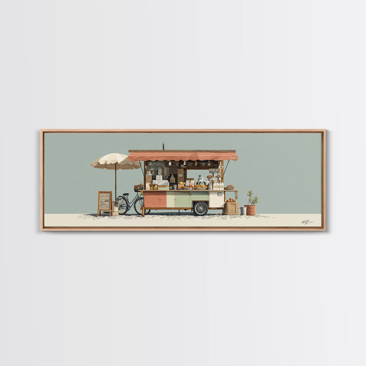 Street Food Cart Still Life Without Signage Framed Canvas Print, Urban Art, Room Decor, Living Room Decor, Fine Art, Urban, URB-3x1-63