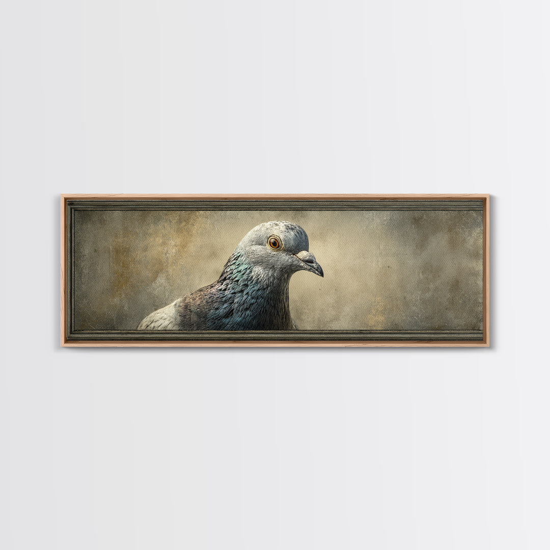 Urban Pigeon Portrait Framed Canvas Print, Urban Art, Wall Art, Living Room Decor, Fine Art, Urban, Printable Art, URB-3x1-72