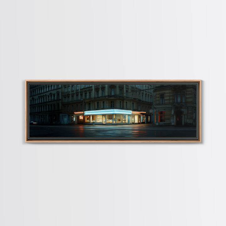Neon Sign Glow Reflected on Black Street Canvas Print, Urban Art, Modern Art, Living Room Decor, Fine Art, Urban, Gay Art, URB-3x1-94