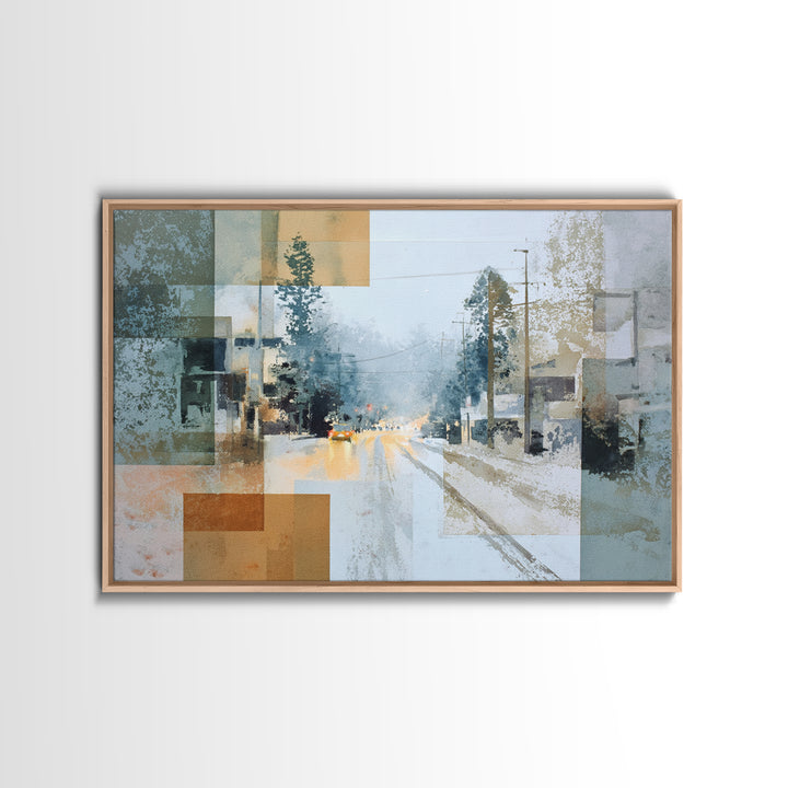 Bicycle Locked to Post Framed Canvas Print, Urban Art, Digital Download Art, Living Room Decor, Fine Art, Urban, Boho Decor, URB-3x2-19