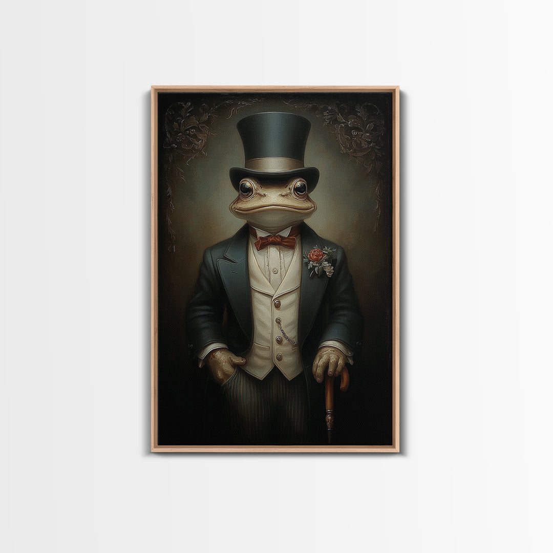Toad Prince, Victorian Animal Portrait, Halloween Art, Gothic Whimsy Decor, Anthropomorphic Costume Art