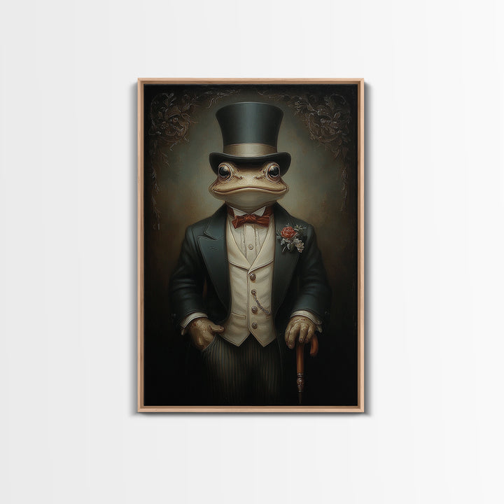Toad Prince, Victorian Animal Portrait, Halloween Art, Gothic Whimsy Decor, Anthropomorphic Costume Art