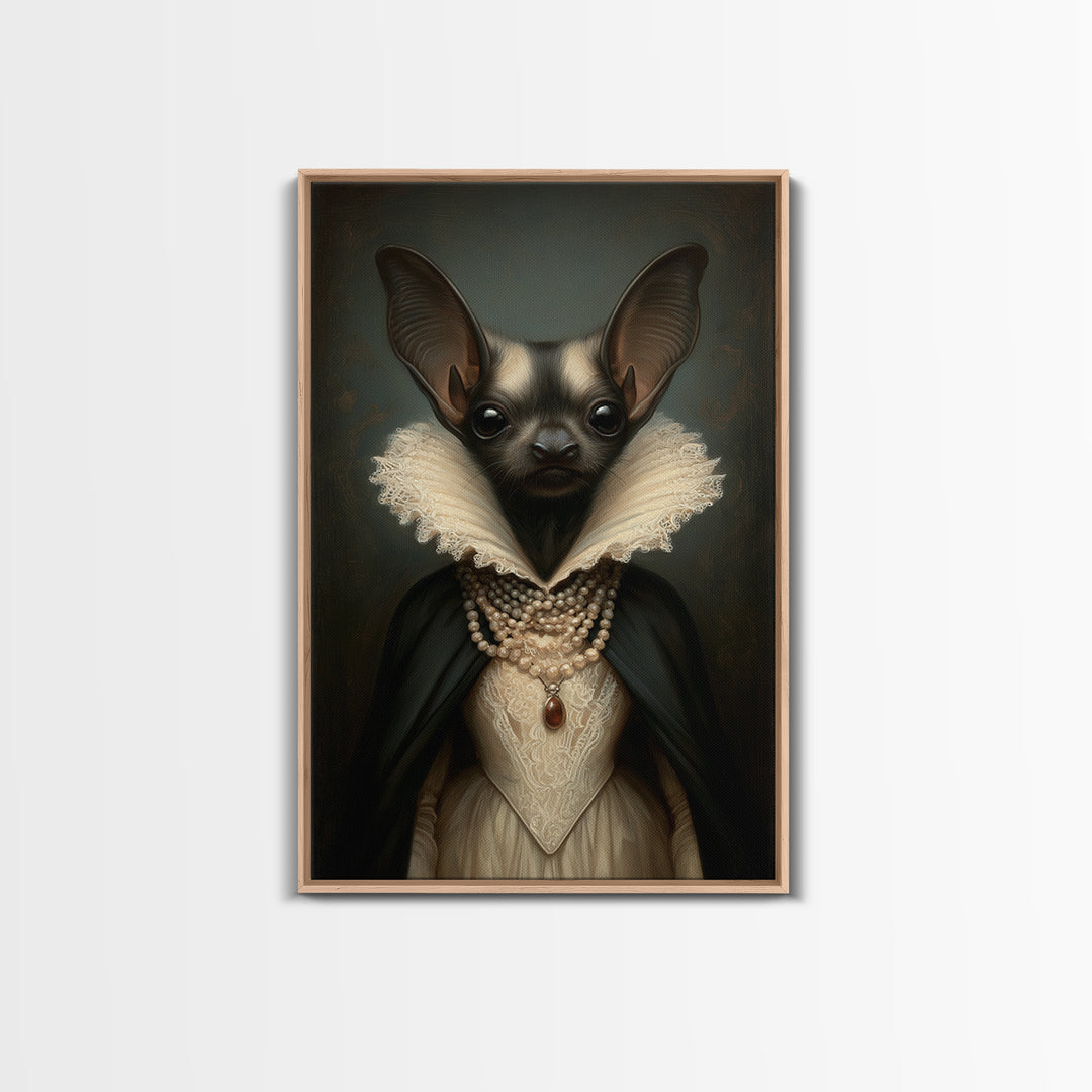 Bat Countess, Victorian Animal Portrait, Halloween Art, Gothic Whimsy Decor, Anthropomorphic Costume Art