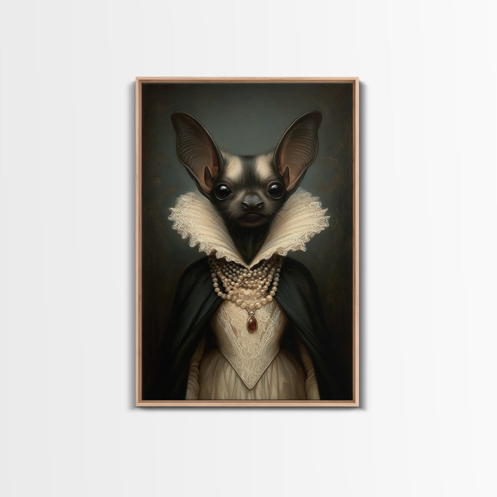 Bat Countess, Victorian Animal Portrait, Halloween Art, Gothic Whimsy Decor, Anthropomorphic Costume Art