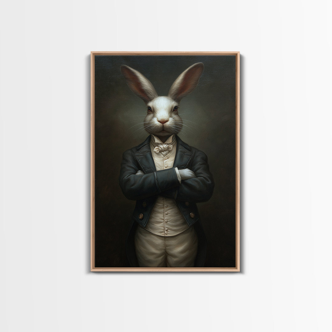 Rabbit Footman, Victorian Animal Portrait, Halloween Art, Gothic Whimsy Decor, Anthropomorphic Costume Art