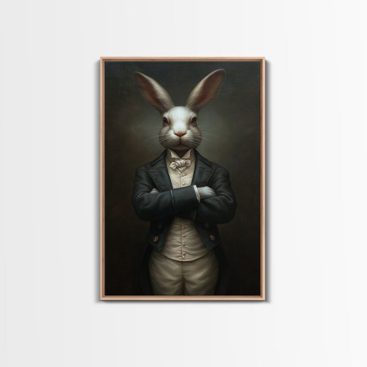 Rabbit Footman, Victorian Animal Portrait, Halloween Art, Gothic Whimsy Decor, Anthropomorphic Costume Art