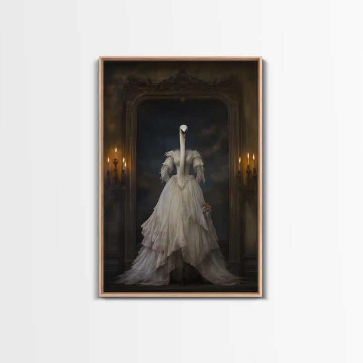 Swan Lady, Victorian Animal Portrait, Halloween Art, Gothic Whimsy Decor, Anthropomorphic Costume Art