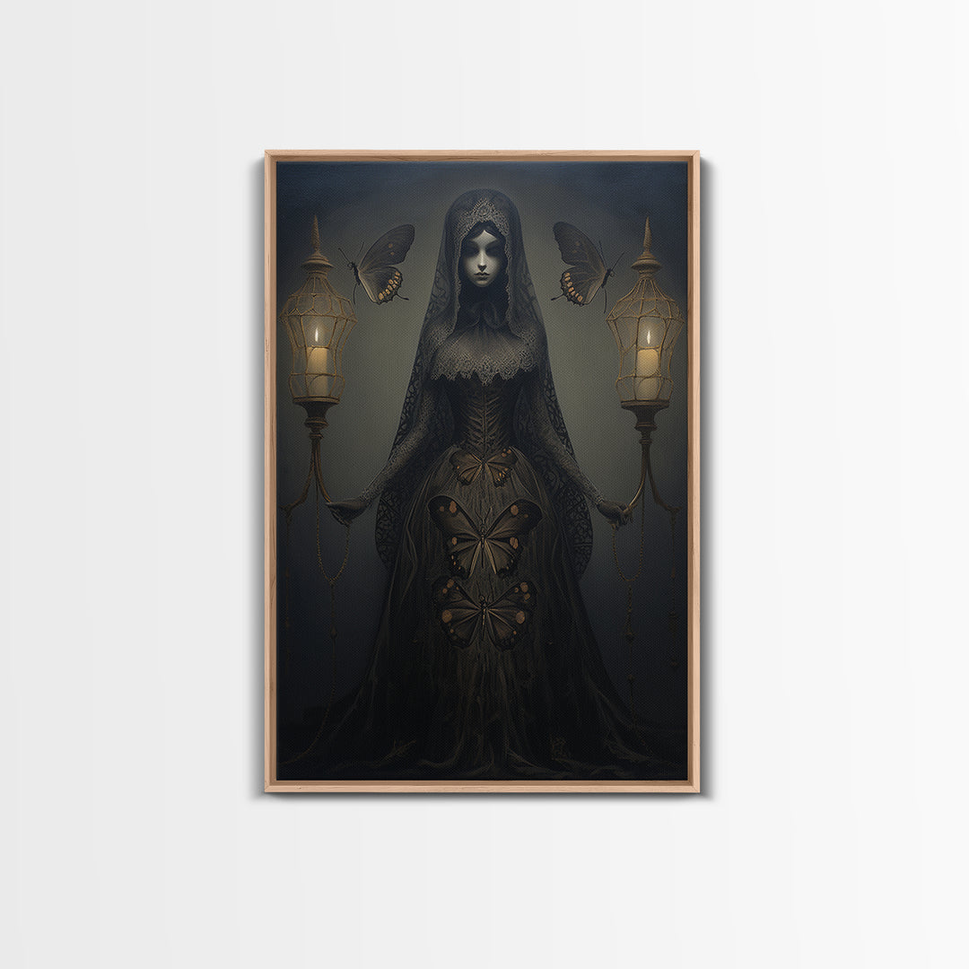 Moth Widow, Victorian Animal Portrait, Halloween Art, Gothic Whimsy Decor, Anthropomorphic Costume Art