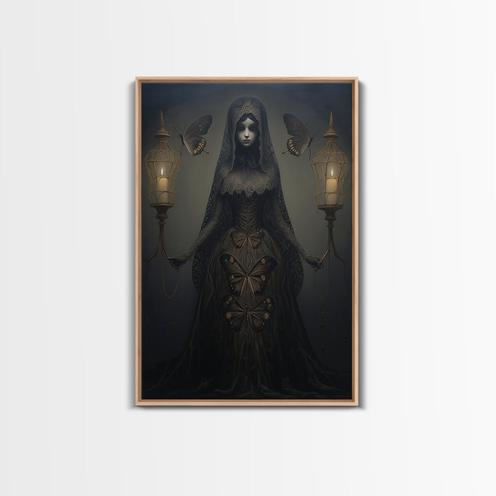 Moth Widow, Victorian Animal Portrait, Halloween Art, Gothic Whimsy Decor, Anthropomorphic Costume Art