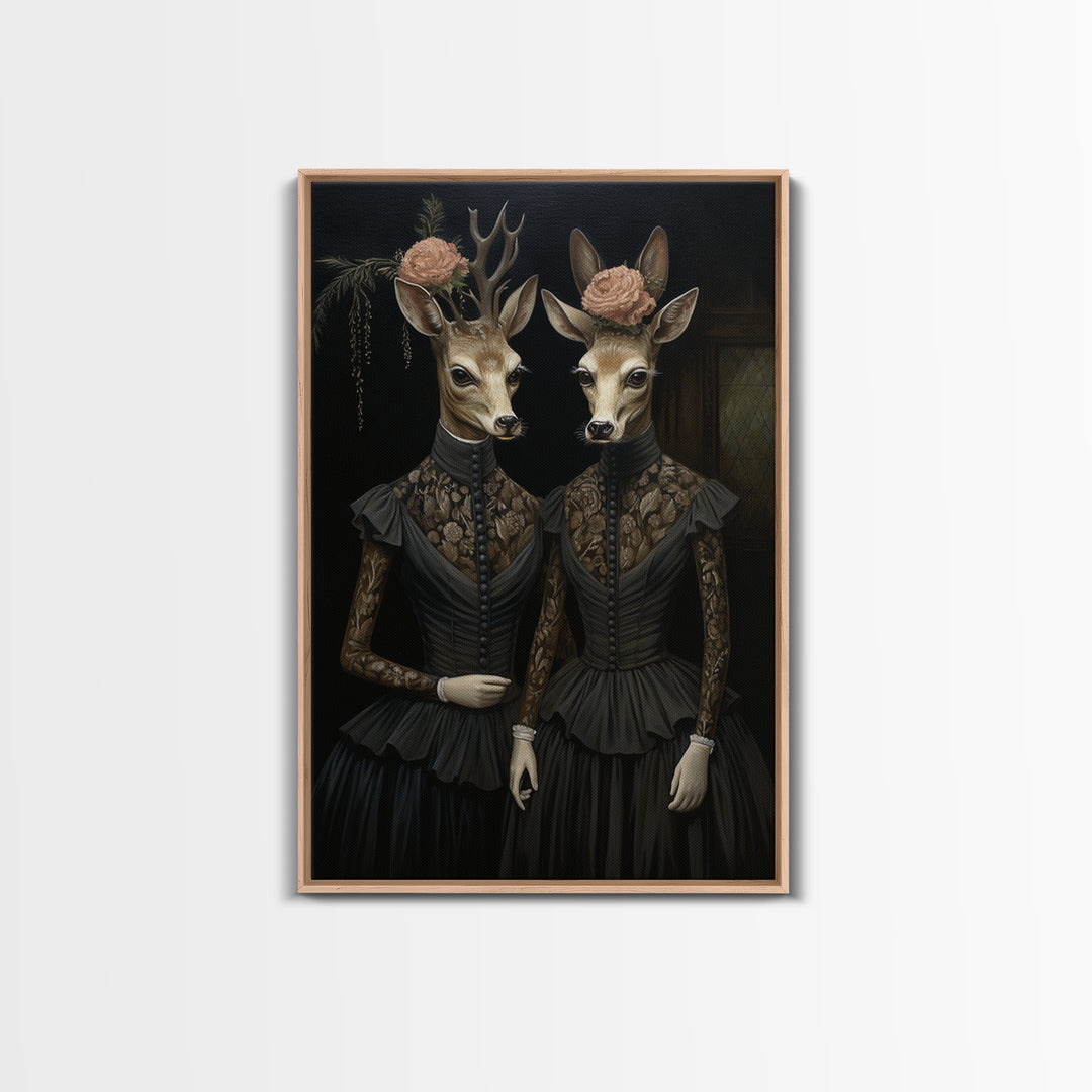 Deer Count, Victorian Animal Portrait, Halloween Art, Gothic Whimsy Decor, Anthropomorphic Costume Art