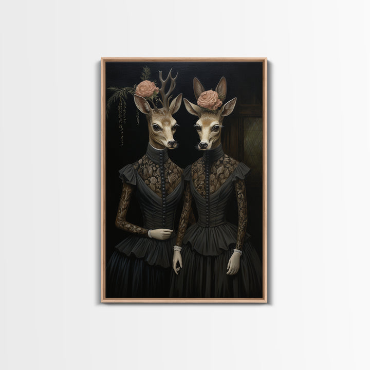 Deer Count, Victorian Animal Portrait, Halloween Art, Gothic Whimsy Decor, Anthropomorphic Costume Art