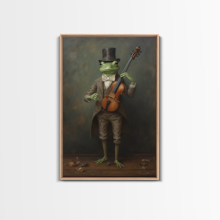 Frog Violinist, Victorian Animal Portrait, Halloween Art, Gothic Whimsy Decor, Anthropomorphic Costume Art
