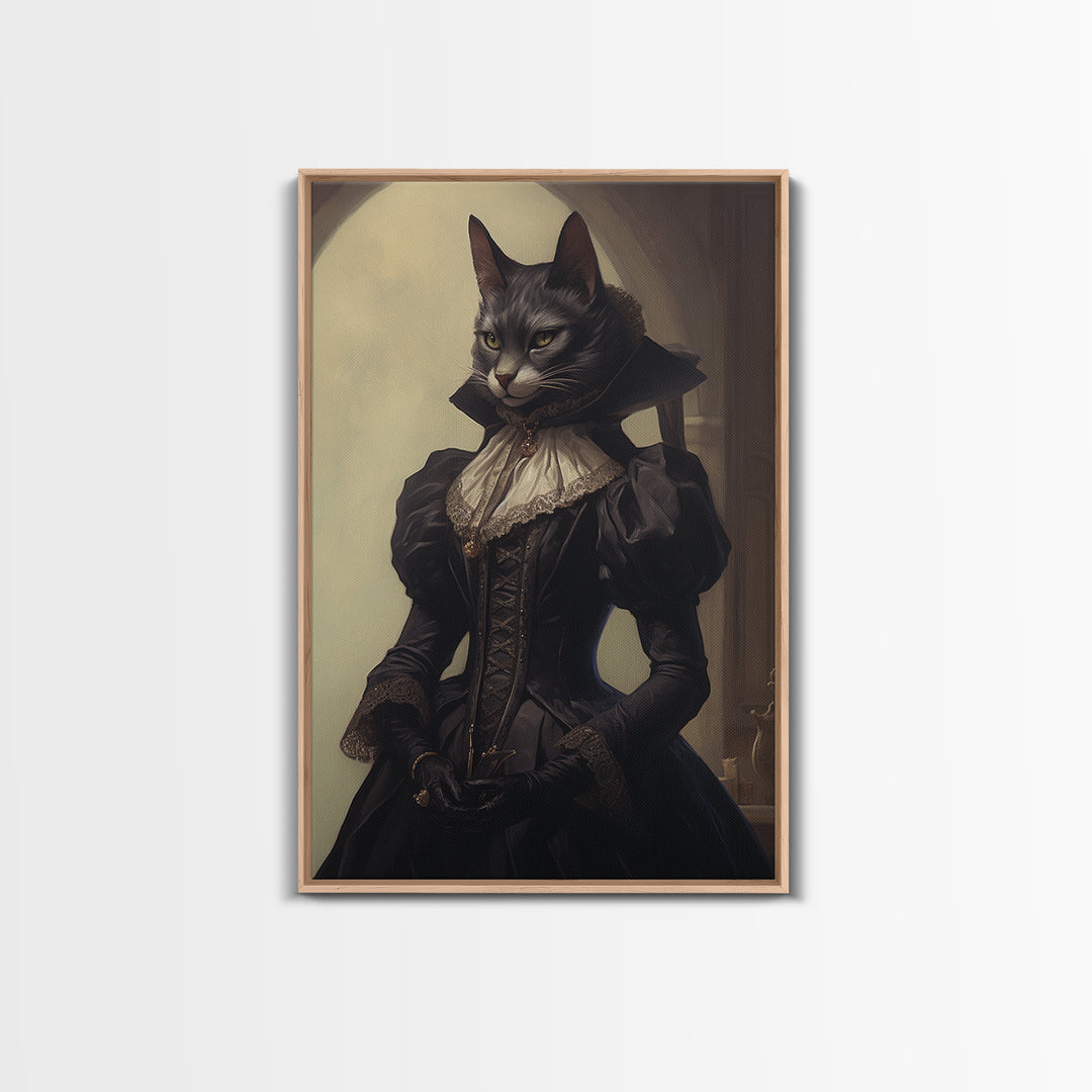 Lynx Noblewoman, Victorian Animal Portrait, Halloween Art, Gothic Whimsy Decor, Anthropomorphic Costume Art
