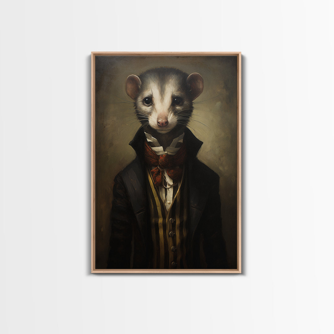 Weasel Aristocrat, Victorian Animal Portrait, Halloween Art, Gothic Whimsy Decor, Anthropomorphic Costume Art