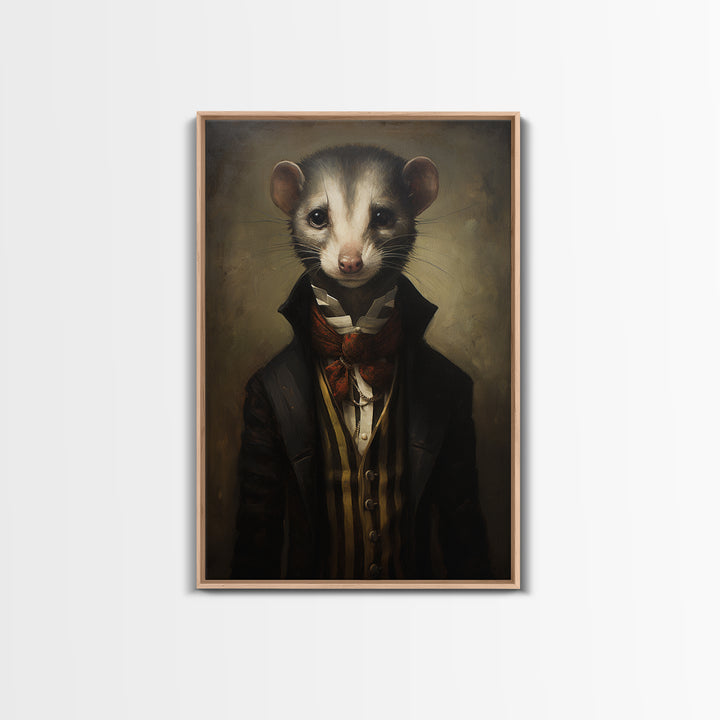 Weasel Aristocrat, Victorian Animal Portrait, Halloween Art, Gothic Whimsy Decor, Anthropomorphic Costume Art