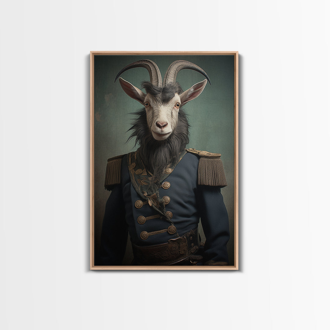 Goat Colonel, Victorian Animal Portrait, Halloween Art, Gothic Whimsy Decor, Anthropomorphic Costume Art