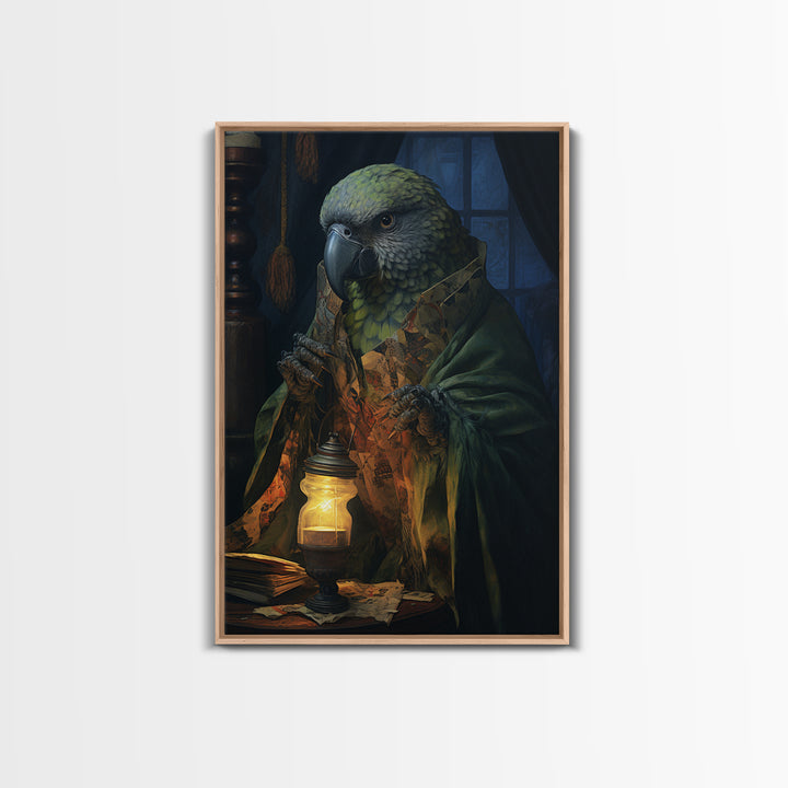 Parrot Fortune Teller, Victorian Animal Portrait, Halloween Art, Gothic Whimsy Decor, Anthropomorphic Costume Art