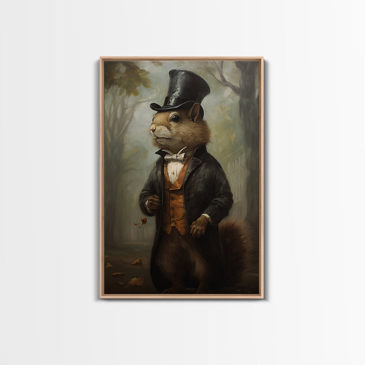 Squirrel Banker, Victorian Animal Portrait, Halloween Art, Gothic Whimsy Decor, Anthropomorphic Costume Art