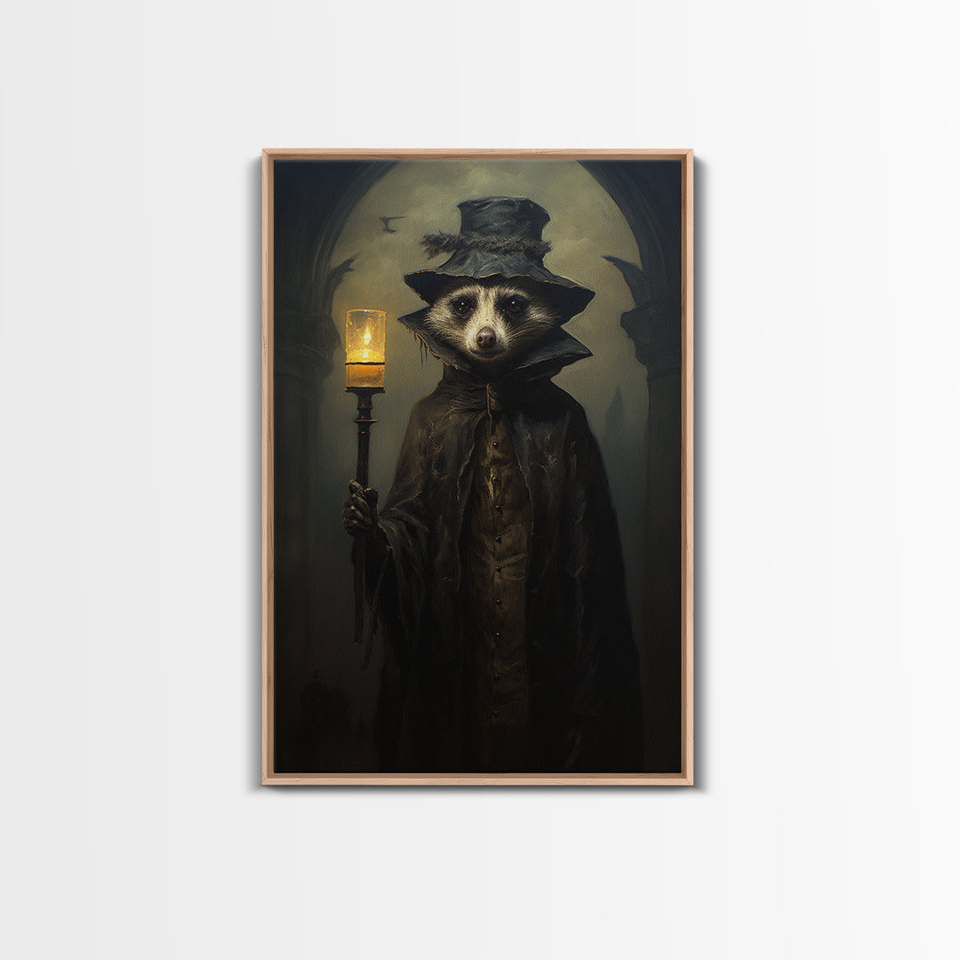 Possum Night Watchman, Victorian Animal Portrait, Halloween Art, Gothic Whimsy Decor, Anthropomorphic Costume Art