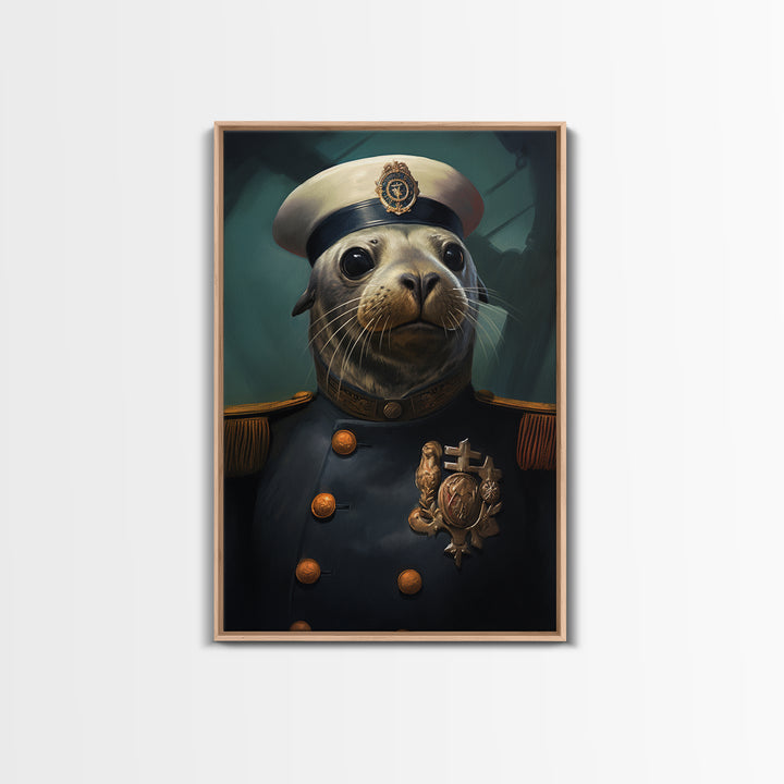 Seal Admiral, Victorian Animal Portrait, Halloween Art, Gothic Whimsy Decor, Anthropomorphic Costume Art