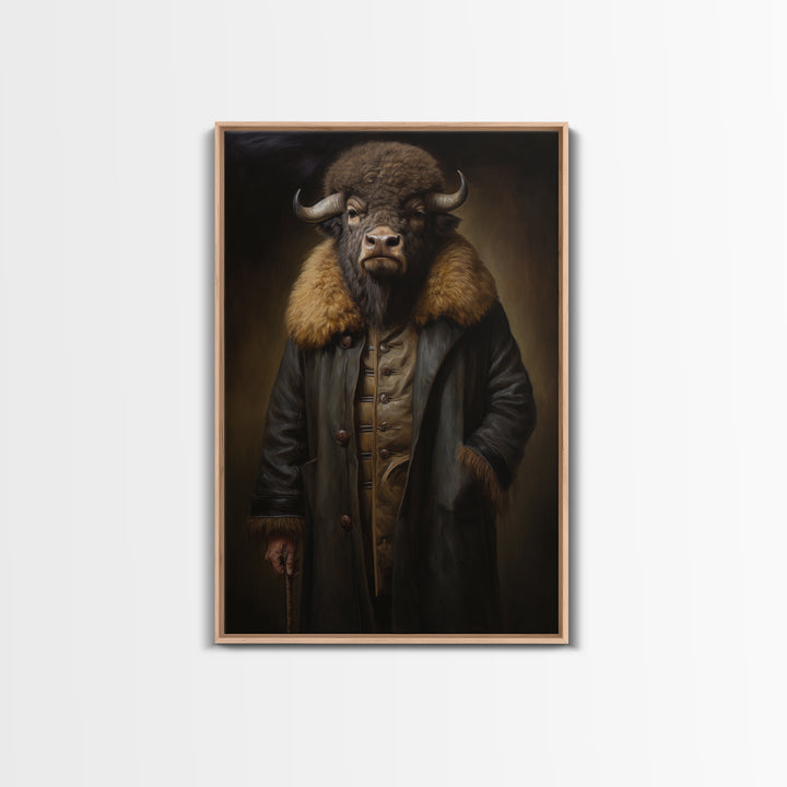 Bison Industrialist, Victorian Animal Portrait, Halloween Art, Gothic Whimsy Decor, Anthropomorphic Costume Art
