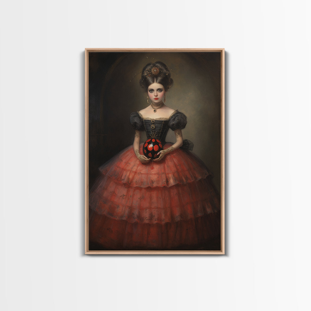 Ladybug Debutante, Victorian Animal Portrait, Halloween Art, Gothic Whimsy Decor, Anthropomorphic Costume Art