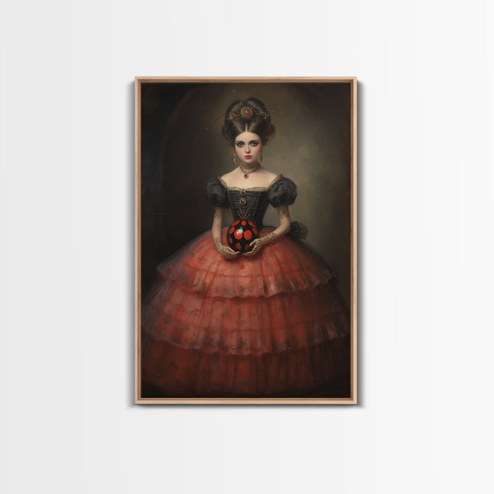 Ladybug Debutante, Victorian Animal Portrait, Halloween Art, Gothic Whimsy Decor, Anthropomorphic Costume Art