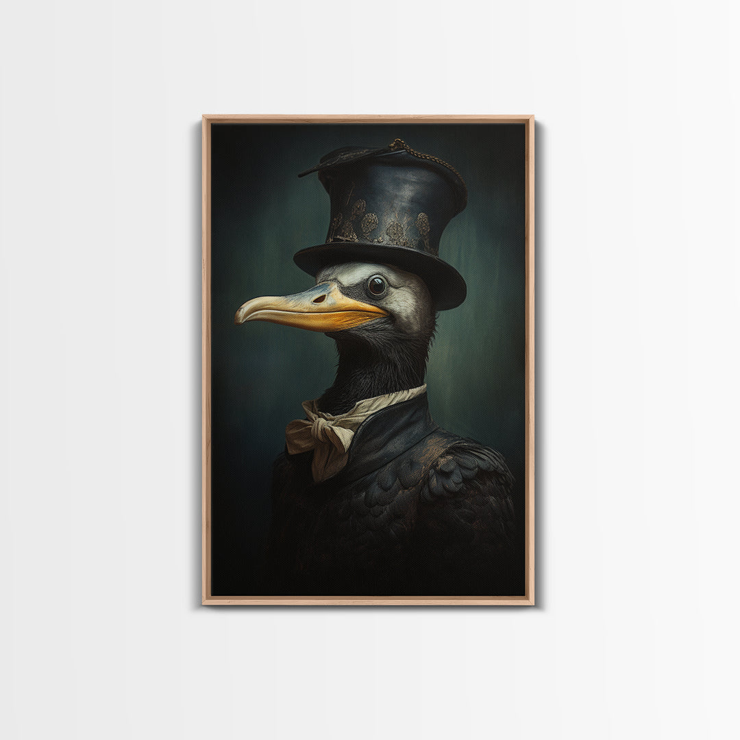 Cormorant Captain, Victorian Animal Portrait, Halloween Art, Gothic Whimsy Decor, Anthropomorphic Costume Art