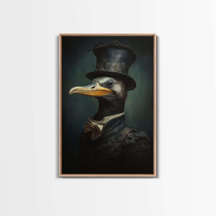 Cormorant Captain, Victorian Animal Portrait, Halloween Art, Gothic Whimsy Decor, Anthropomorphic Costume Art