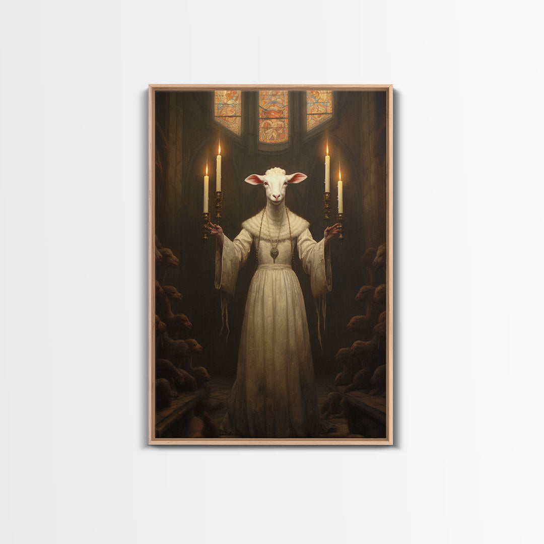 Lamb Choir Mistress, Victorian Animal Portrait, Halloween Art, Gothic Whimsy Decor, Anthropomorphic Costume Art