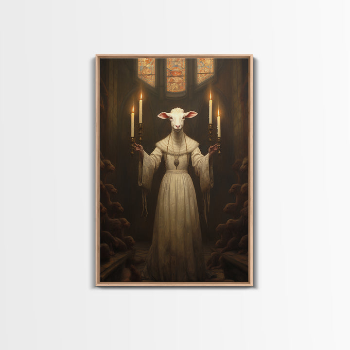 Lamb Choir Mistress, Victorian Animal Portrait, Halloween Art, Gothic Whimsy Decor, Anthropomorphic Costume Art