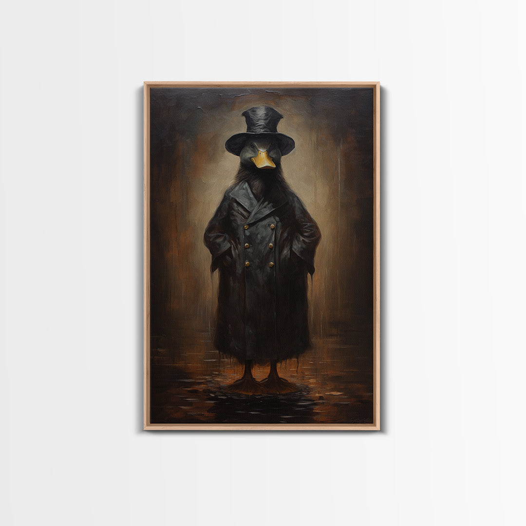 Duck Detective, Victorian Animal Portrait, Halloween Art, Gothic Whimsy Decor, Anthropomorphic Costume Art