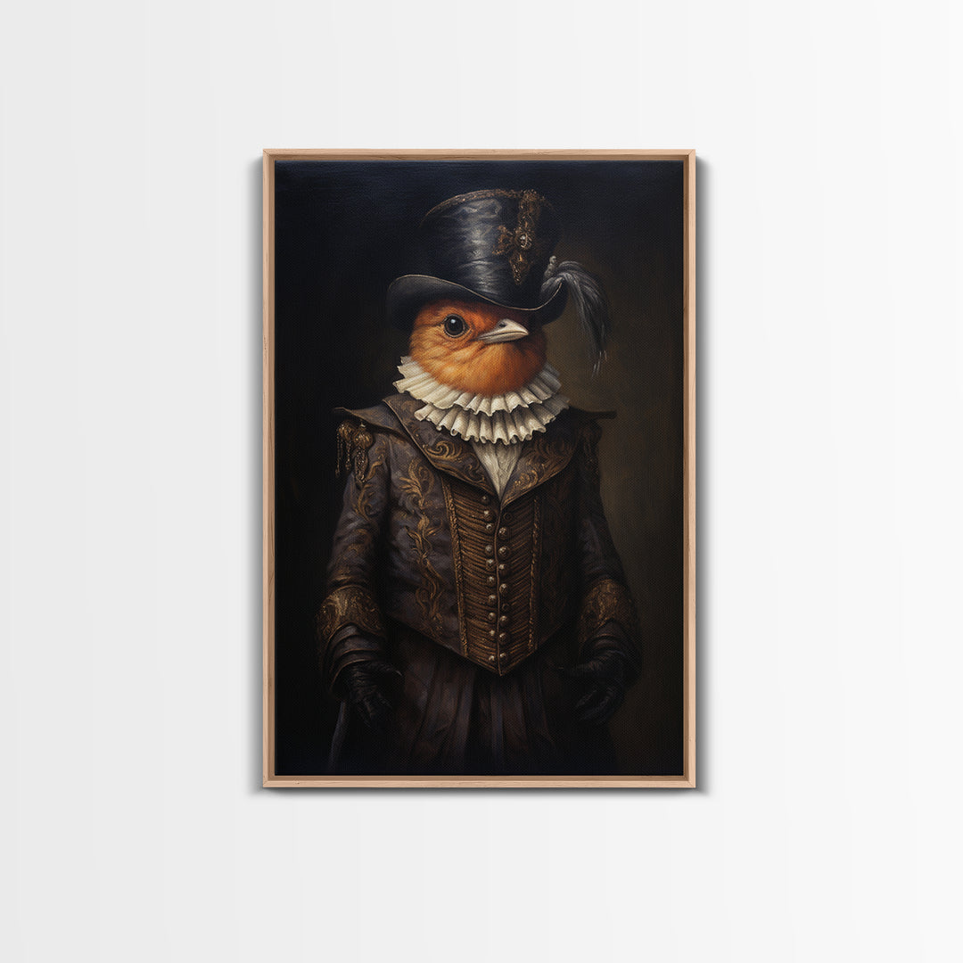 Robin Valentine, Victorian Animal Portrait, Halloween Art, Gothic Whimsy Decor, Anthropomorphic Costume Art