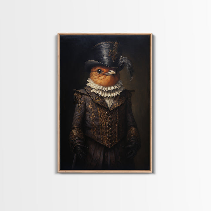 Robin Valentine, Victorian Animal Portrait, Halloween Art, Gothic Whimsy Decor, Anthropomorphic Costume Art