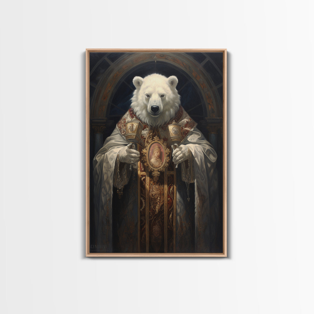 Polar Bear Bishop, Victorian Animal Portrait, Halloween Art, Gothic Whimsy Decor, Anthropomorphic Costume Art