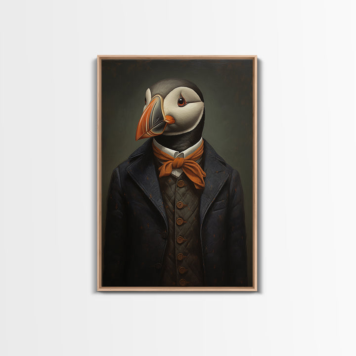 Puffin Schoolmaster, Victorian Animal Portrait, Halloween Art, Gothic Whimsy Decor, Anthropomorphic Costume Art