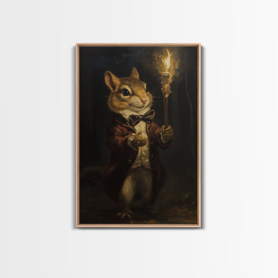 Chipmunk Conductor, Victorian Animal Portrait, Halloween Art, Gothic Whimsy Decor, Anthropomorphic Costume Art