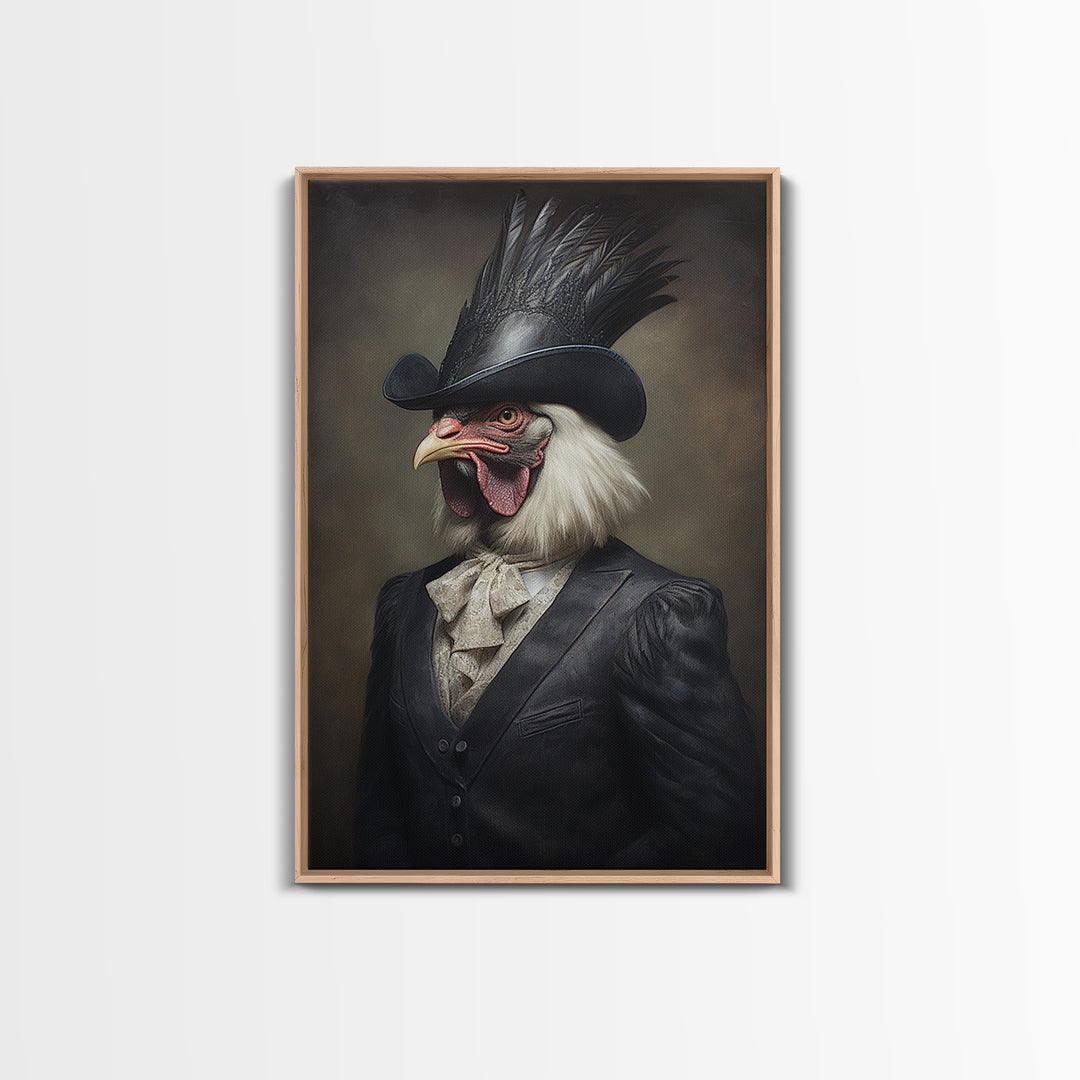 Rooster Magistrate, Victorian Animal Portrait, Halloween Art, Gothic Whimsy Decor, Anthropomorphic Costume Art