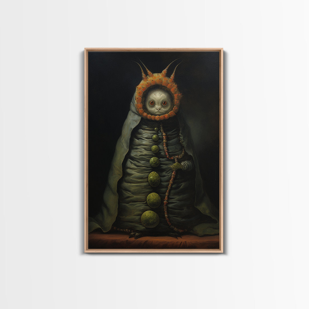 Caterpillar Herbalist, Victorian Animal Portrait, Halloween Art, Gothic Whimsy Decor, Anthropomorphic Costume Art