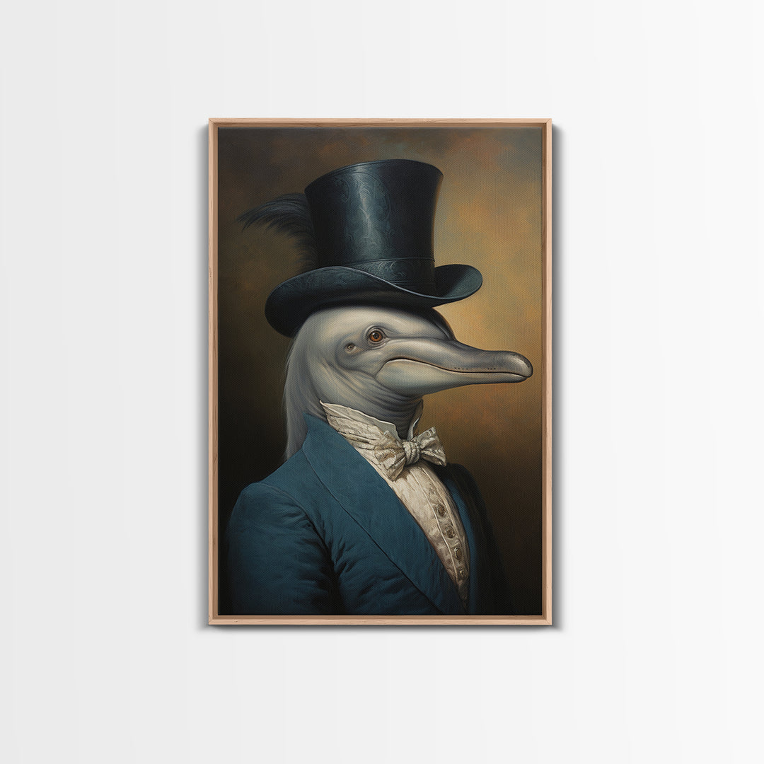 Dolphin Aristocrat, Victorian Animal Portrait, Halloween Art, Gothic Whimsy Decor, Anthropomorphic Costume Art