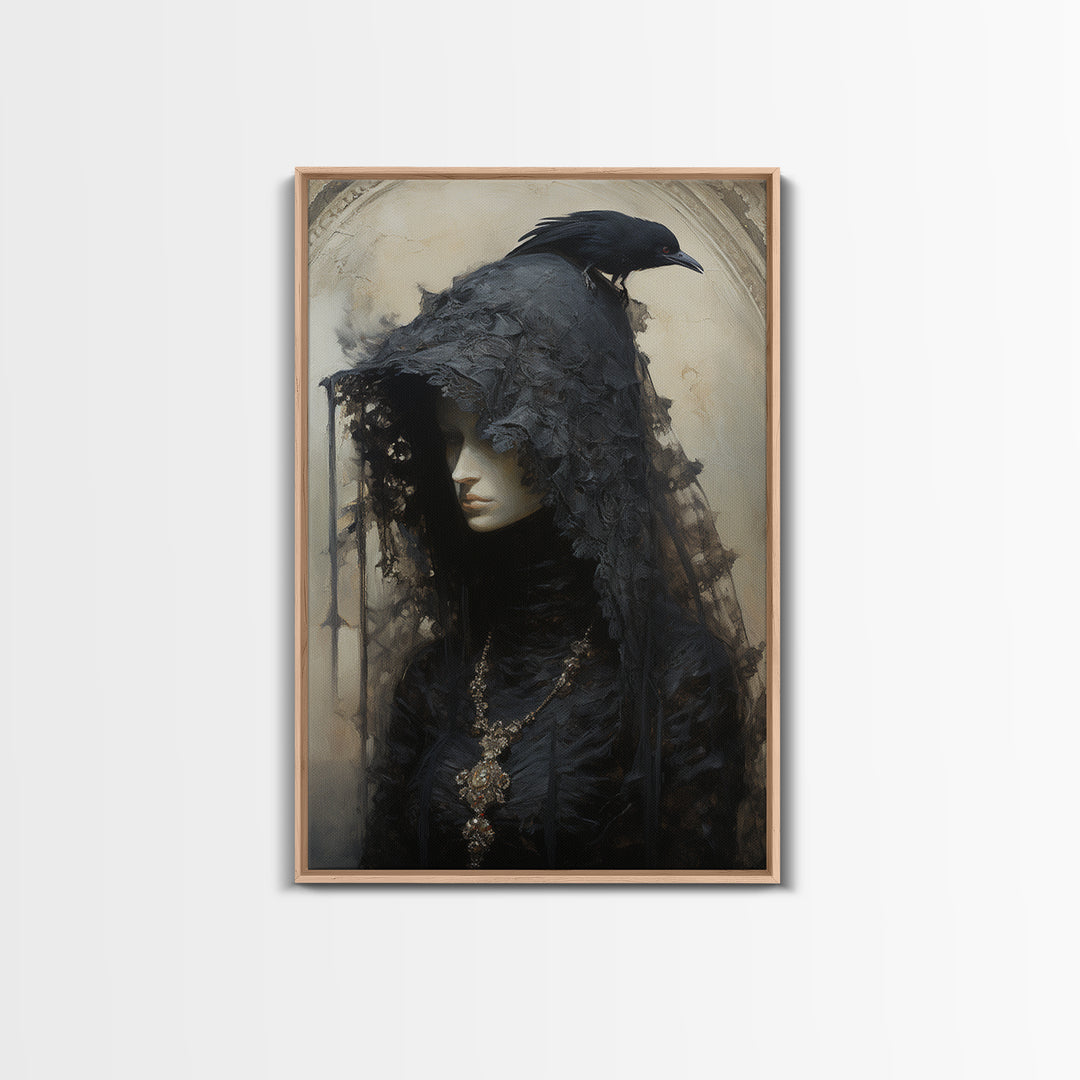 Cuckoo Widow, Victorian Animal Portrait, Halloween Art, Gothic Whimsy Decor, Anthropomorphic Costume Art