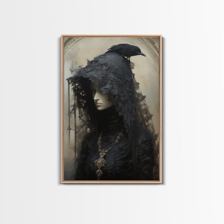 Cuckoo Widow, Victorian Animal Portrait, Halloween Art, Gothic Whimsy Decor, Anthropomorphic Costume Art