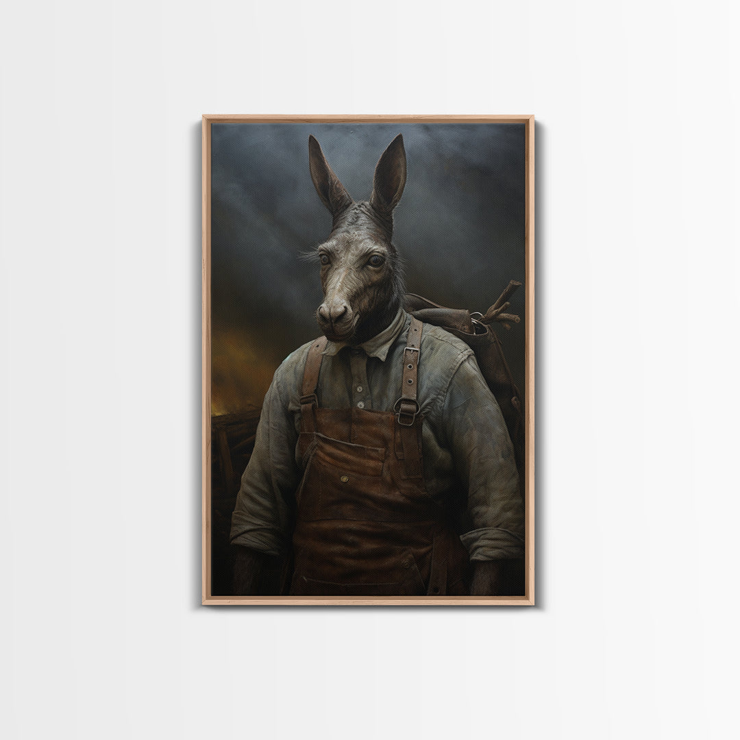 Mule Carpenter, Victorian Animal Portrait, Halloween Art, Gothic Whimsy Decor, Anthropomorphic Costume Art