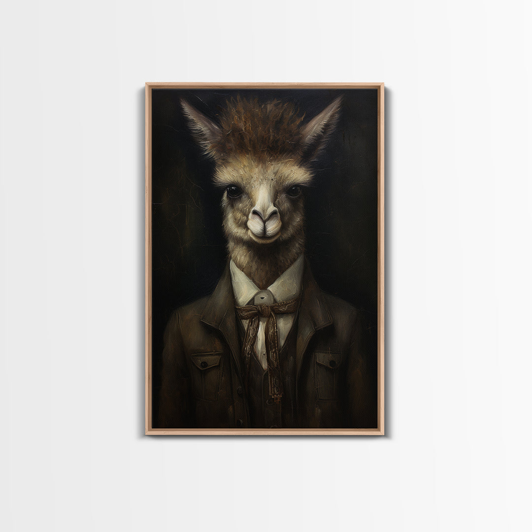 Alpaca Novelist, Victorian Animal Portrait, Halloween Art, Gothic Whimsy Decor, Anthropomorphic Costume Art