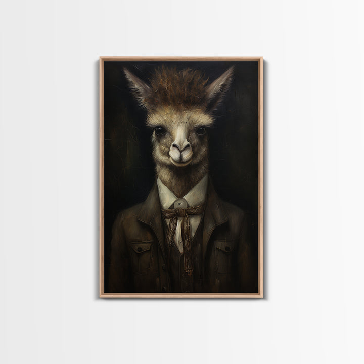 Alpaca Novelist, Victorian Animal Portrait, Halloween Art, Gothic Whimsy Decor, Anthropomorphic Costume Art