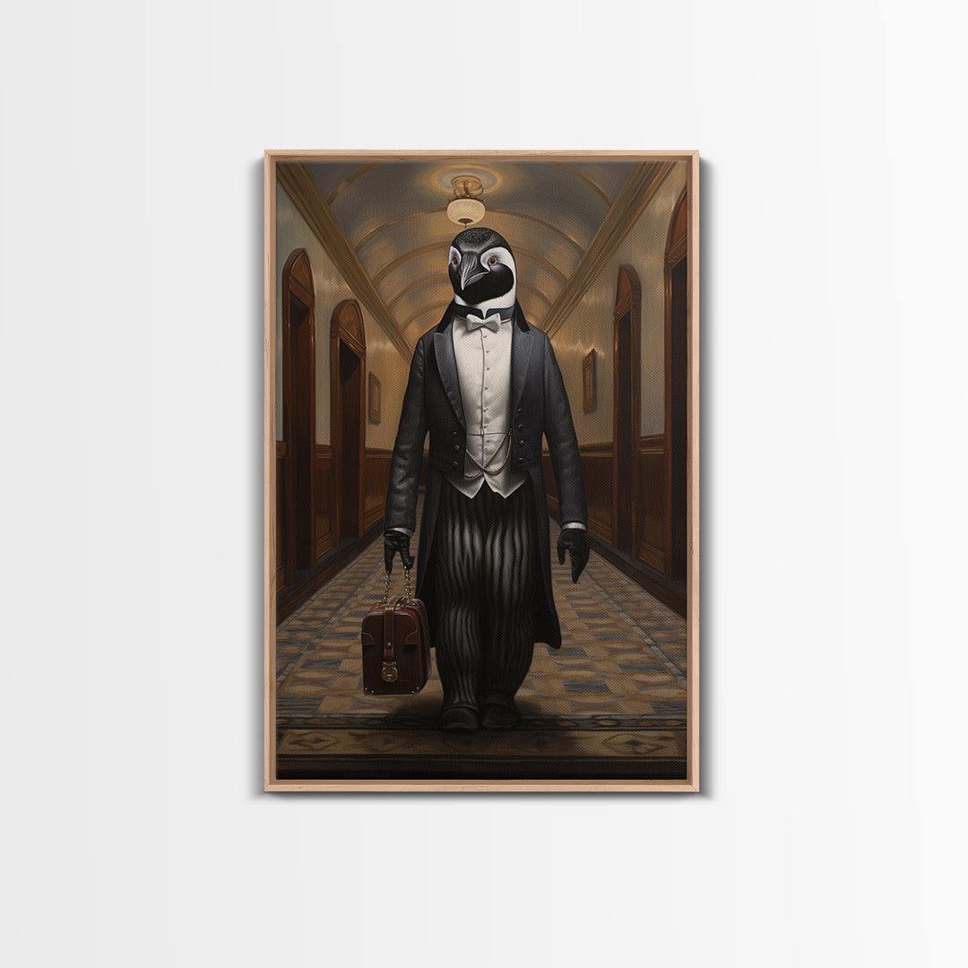 Penguin Concierge, Victorian Animal Portrait, Halloween Art, Gothic Whimsy Decor, Anthropomorphic Costume Art