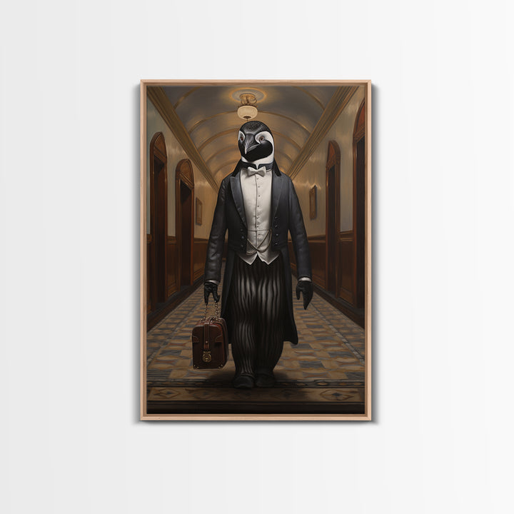 Penguin Concierge, Victorian Animal Portrait, Halloween Art, Gothic Whimsy Decor, Anthropomorphic Costume Art