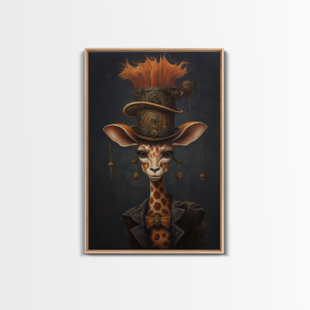 Giraffe Duchess, Victorian Animal Portrait, Halloween Art, Gothic Whimsy Decor, Anthropomorphic Costume Art