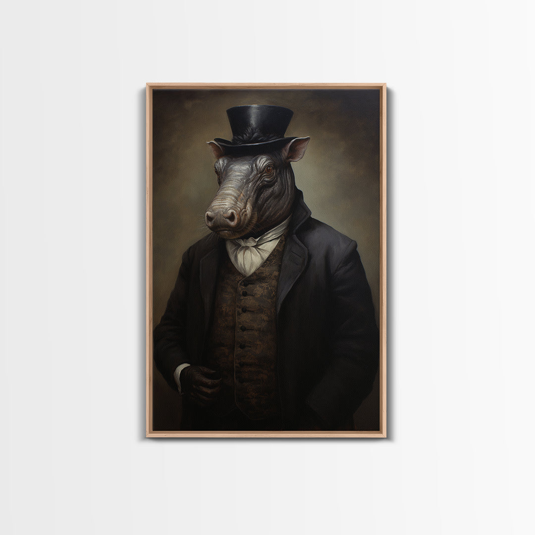 Tapir Antiquarian, Victorian Animal Portrait, Halloween Art, Gothic Whimsy Decor, Anthropomorphic Costume Art