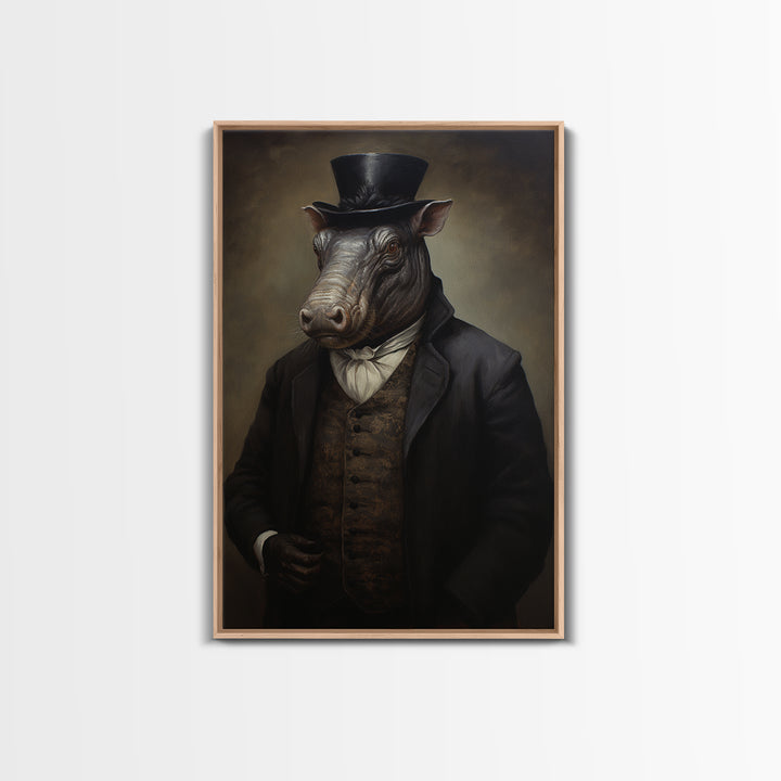 Tapir Antiquarian, Victorian Animal Portrait, Halloween Art, Gothic Whimsy Decor, Anthropomorphic Costume Art